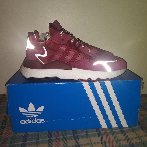 New 3M X Adidas Nite Jogger "Burgundy" Size 6 - Picture 2 of 7
